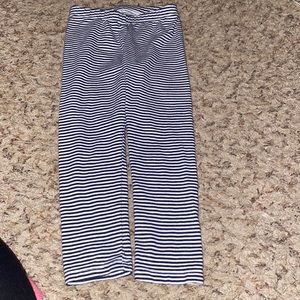 Navy and white striped leggings